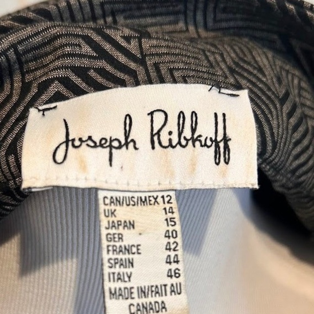 Joseph Ribikoff Grey Black Geometric‎ Jacquard Funnel Neck Swing Jacket Size 12 - Picture 11 of 11